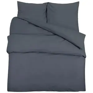 vidaXL Ensemble de housse de couette Anthracite 135x200 cm Coton pas cher