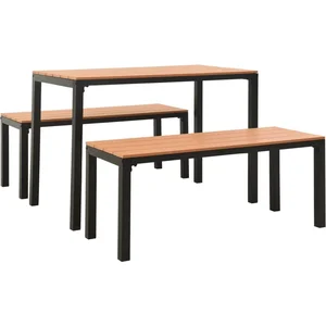 vidaXL Ensemble à manger de jardin 3 pcs acier et WPC marron et noir pas cher