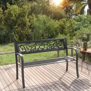 vidaXL Banc de jardin 125 cm Acier Noir pas cher