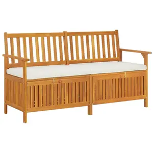 Comparateur de prix : vidaXL Banc de rangement avec coussin 148 cm Bois d'acacia solide