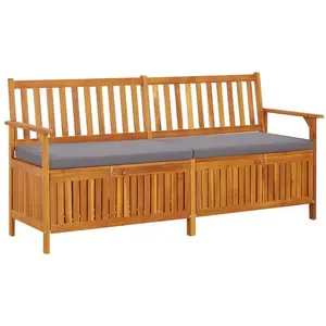vidaXL Banc de rangement avec coussin 170 cm Bois d'acacia solide pas cher