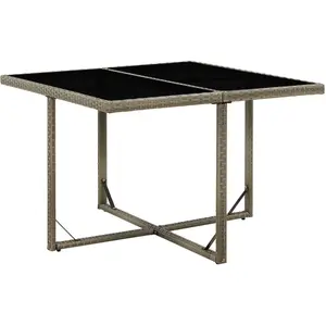 vidaXL Table de jardin Gris 109x107x74 cm Résine tressée et verre pas cher