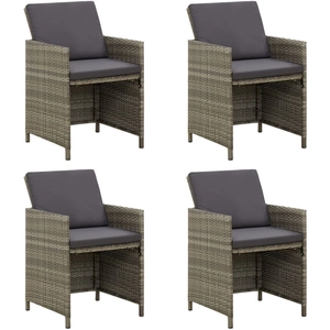 vidaXL Chaises de jardin avec coussins 4 pcs Résine tressée Gris pas cher