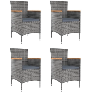 vidaXL Chaises de salle à manger de jardin 4 pcs Résine tressée Gris pas cher