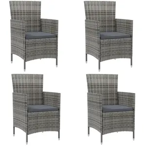 vidaXL Chaises de jardin avec coussins 4 pcs Résine tressée Gris pas cher