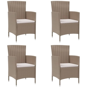 vidaXL Chaises de jardin avec coussins 4 pcs Résine tressée Beige pas cher