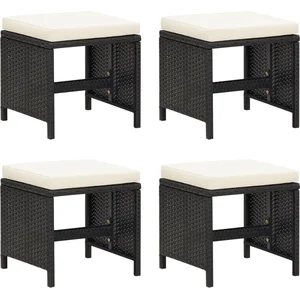 vidaXL Tabourets de jardin 4 pcs avec coussins Résine tressée Noir pas cher