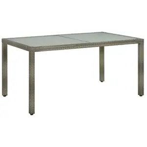 vidaXL Table de jardin 150x90x75 cm Verre trempé et poly rotin Gris pas cher