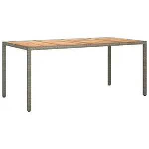 vidaXL Table de jardin 190x90x75 cm Résine tressée/bois d'acacia Gris pas cher