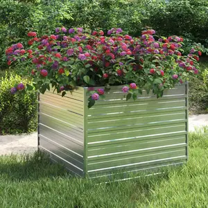 vidaXL Lit surélevé de jardin 100x100x77 cm Acier galvanisé Argenté pas cher