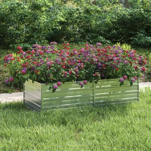 vidaXL Lit surélevé de jardin 160x80x45 cm Acier galvanisé Argenté pas cher