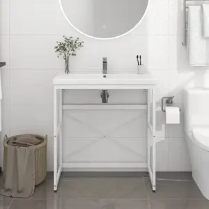 vidaXL - Wastafelframe - 79x38x83 - cm - ijzer - wit pas cher