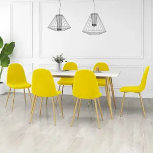 Comparateur de prix : vidaXL Chaises à manger lot de 6 Jaune moutarde Velours
