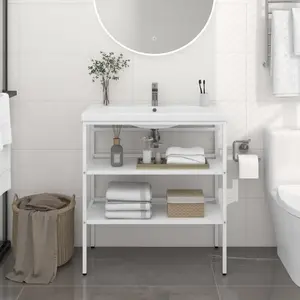 Comparateur de prix : Non communiqué vidaXL Cadre de lavabo de salle de bain Blanc 79x38x83 cm Fer