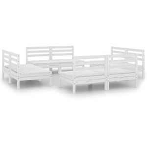 vidaXL Salon de jardin 8 pcs Blanc Bois de pin massif pas cher