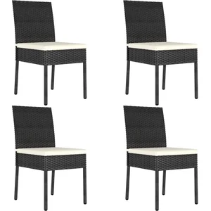 vidaXL Chaises à manger de jardin lot de 4 résine tressée noir pas cher