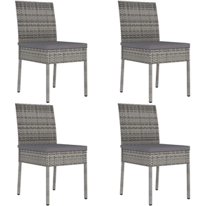 vidaXL Chaises à manger de jardin lot de 4 résine tressée gris pas cher