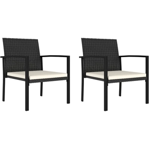vidaXL Chaises à manger de jardin lot de 2 résine tressée noir pas cher