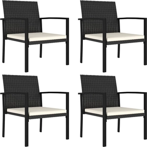 vidaXL Chaises à manger de jardin lot de 4 résine tressée noir pas cher