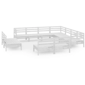 vidaXL Salon de jardin 11 pcs Bois de pin massif Blanc pas cher
