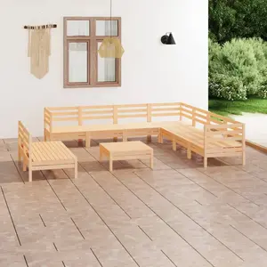 vidaXL Salon de jardin 10 pcs Bois de pin massif pas cher