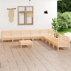 vidaXL Salon de jardin 10 pcs Bois de pin massif pas cher
