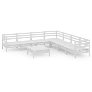vidaXL Salon de jardin 8 pcs Bois de pin massif Blanc pas cher