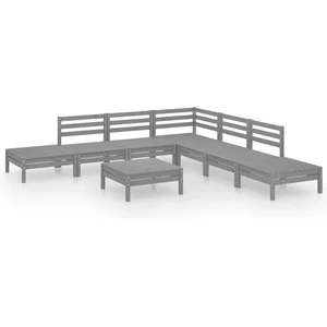 vidaXL Salon de jardin 8 pcs Bois de pin massif Gris pas cher