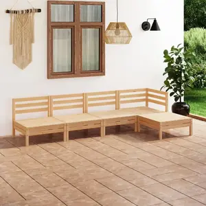 vidaXL Salon de jardin 5 pcs Bois de pin massif pas cher
