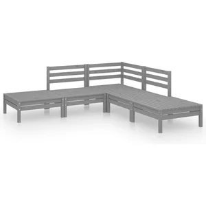 vidaXL Salon de jardin 5 pcs Bois de pin massif Gris pas cher