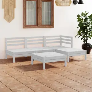 vidaXL Salon de jardin 5 pcs Bois de pin massif Blanc pas cher
