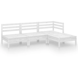 vidaXL Salon de jardin 4 pcs Bois de pin massif Blanc pas cher