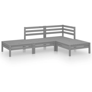 vidaXL Salon de jardin 4 pcs Gris Bois de pin massif pas cher