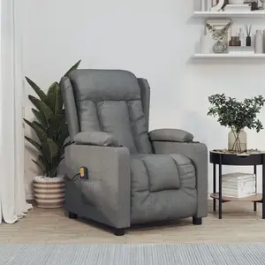 vidaXL Fauteuil de massage Gris foncé Tissu pas cher