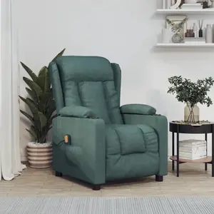 vidaXL Vidaxl Fauteuil De Massage Inclinable Vert Foncé Tissu pas cher