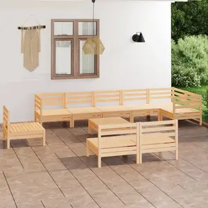 vidaXL Salon de jardin 10 pcs Bois de pin massif pas cher