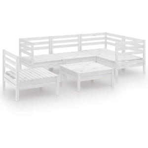 vidaXL Salon de jardin 6 pcs Bois de pin massif Blanc pas cher