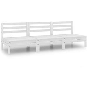 vidaXL Salon de jardin 3 pcs Blanc Bois de pin massif pas cher