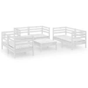 vidaXL Salon de jardin 7 pcs Blanc Bois de pin massif pas cher