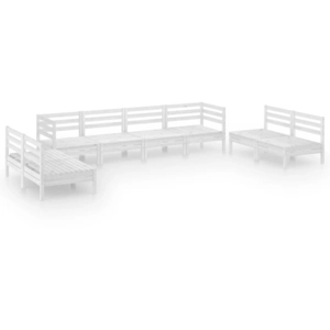 vidaXL Salon de jardin 8 pcs Blanc Bois de pin massif pas cher