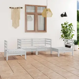 vidaXL Salon de jardin 4 pcs Blanc Bois de pin massif pas cher