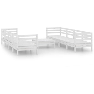 vidaXL Salon de jardin 9 pcs Blanc Bois de pin massif pas cher