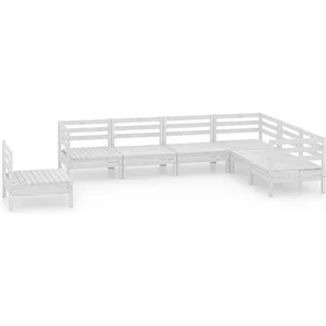 vidaXL Salon de jardin 7 pcs Bois de pin massif Blanc pas cher