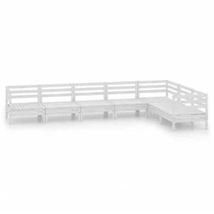 vidaXL Salon de jardin 7 pcs Bois de pin massif Blanc pas cher