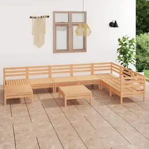 vidaXL Salon de jardin 9 pcs Bois de pin massif pas cher