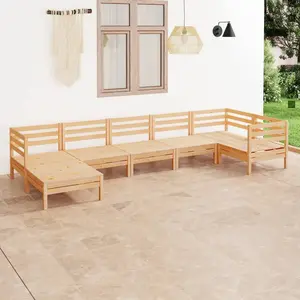 vidaXL Salon de jardin 7 pcs Bois de pin massif pas cher