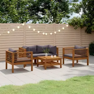 vidaXL Salon de jardin 5 pcs avec coussin Bois d'acacia solide pas cher