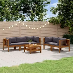 vidaXL Salon de jardin 6 pcs avec coussin Bois d'acacia solide pas cher