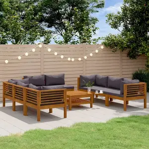 vidaXL Salon de jardin 9 pcs avec coussin Bois d'acacia solide pas cher