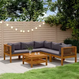 vidaXL Salon de jardin 6 pcs avec coussin Bois d'acacia solide pas cher